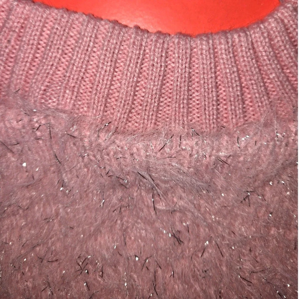 Boots & Barkley Pink Fuzzy Sparkle Pet Dog Sweater Large Metallic Tinsel Knit